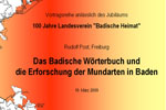Vortrag Rudolf Post Badisches Wörterbuch